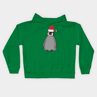 Santa Hat-Wearing Penguin Funny Christmas Holiday Kids Hoodie